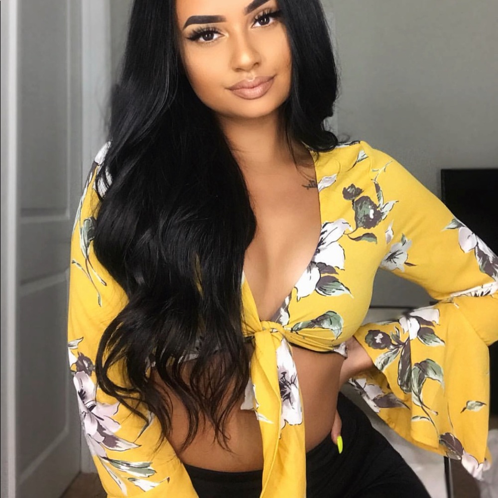 COPY - Yellow floral crop top